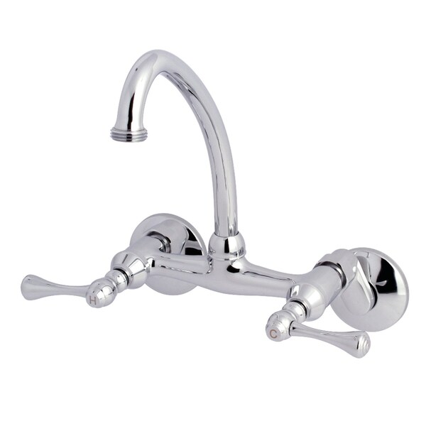 KS374C Kingston Two Handle Wall Mount Laundry Faucet, Polished Chrome